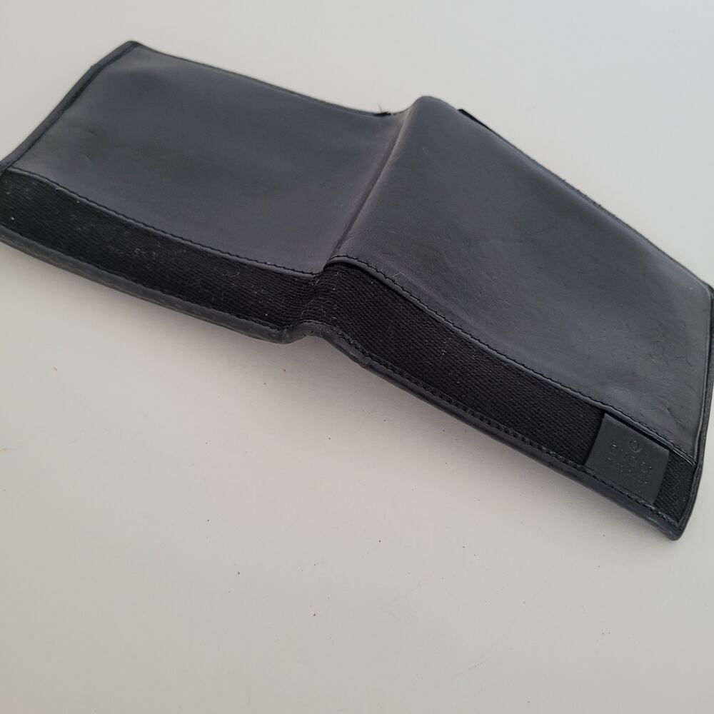 GUCCI Logo Men's Leather Card Bill Wallet Bifold Black Designer Medium Classic - Picture 10 of 12